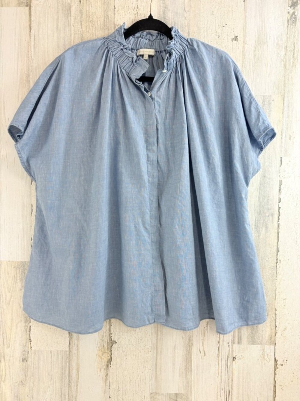 Ann Mashburn Atelier Kami Shirt Sz XL Blue Cotolino Chambray Button Down